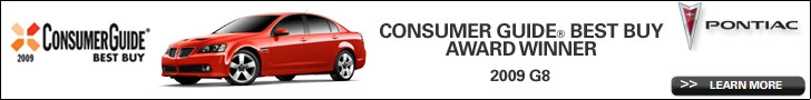 The 2009 Pontiac G8 - Consumer Guide Best Buy Award Winner.